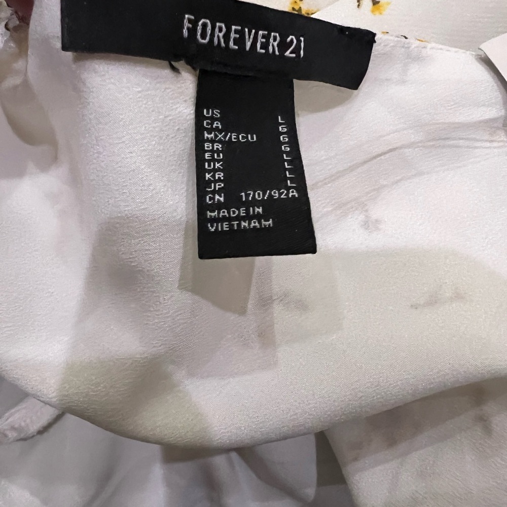 BRAND NEW Forever 21 Woven Cream and Yellow Floral Ruffle Detail Dress JRS L - Picture 4 of 5